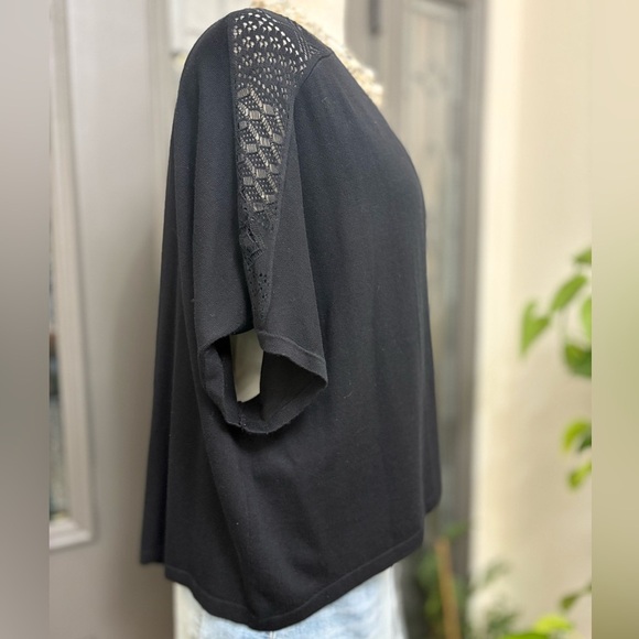 Catherine’s Black Open Front Lace Detail Shrug Sweater Cardigan Size 2X (22/24W) - Picture 2 of 8